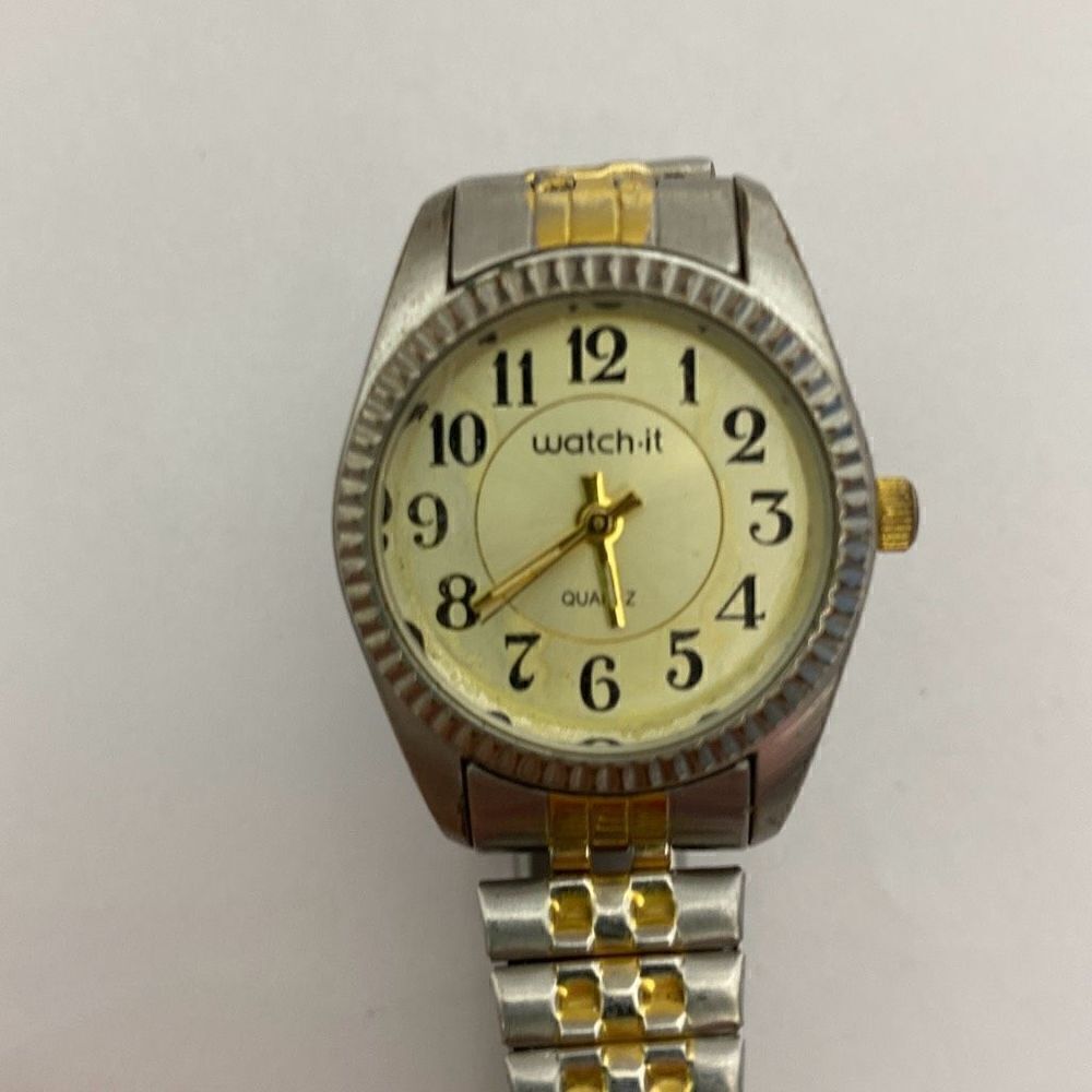 Watch-It Women's Silver Gold Tone Expansion Band Analog Casual Quartz Wristwatch